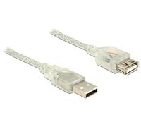 DELOCK Cable alargador USB 2.0 Tipo A Macho a USB 2.0 Tipo A Hembra, 1,5 m, Transparente
