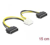 DeLOCK Cable de alimentación 2 x SATA 15 Pin a 8 Pin EPS 15 cm - Negro/Blanco