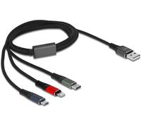 Delock Cable de carga USB 3 en 1 para Lightning™/Micro USB/USB Type-C™, 1 m