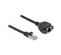 DeLOCK Cable de Extensión de Red RJ45 Macho a Hembra Cat.6A S/FTP 3 m Negro - AWG 26, sin Halógenos