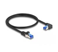 DELOCK Cable de red RJ45 Cat.6A S/FTP recto/acodado a la derecha 0,5 m negro marca