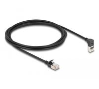 DeLOCK Cable de Red RJ45 Cat.6A S/FTP Slim 2 m Negro - 90 grados Arriba / Recto, 30 AWG, LSZH, Referencia 63040