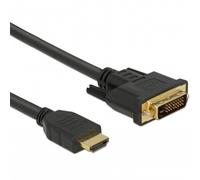 Delock Cable HDMI a DVI 24+1 bidireccional, 0,50 m, color negro