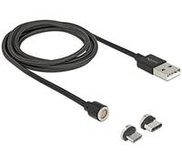 DeLock Cable magnético USB de datos y carga para micro USB/Type-C, color negro, 1,1 m
