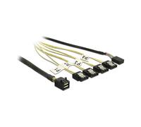 DeLOCK Cable Mini SAS HD a 4x SATA, SFF-8643 Macho a 4x SATA 7p Hembra, 1 Metro, Negro/Plata/Amarillo