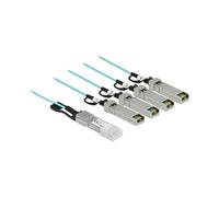 DeLOCK Cable Óptico Activo QSFP+ a 4 x SFP+, 10 m, 40 Gbit/s, Color Aguamarina, Plata