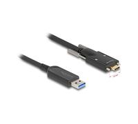 Delock Cable Óptico Activo USB 10 Gbps A Macho a USB Type-C Macho 15 m con Tornillos Laterales, USB 3.2 Gen 2 (3.1 Gen 2), 10 Gbit/s, Negro