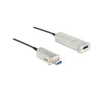 DeLOCK Cable Óptico Activo USB 3.0-A Macho a Hembra 20 m, 5 Gbit/s, Negro y Plata