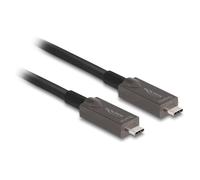 DeLOCK Cable Óptico Activo USB-C 4K Video, Datos y PD de 15 m, USB 3.2 Gen 2, 10 Gbit/s, 60W, DisplayPort Alt Mode, Hasta 3840 x 2160 Pixeles 144 Hz, Negro