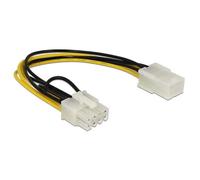 DeLOCK Cable de alimentación PCIE 6 pines Bu > 8 pines St PCIE, negro, blanco, amarillo, PCIE 6 pines > 8 pines, 1 pieza