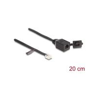 DeLOCK - Cable RJ12 macho a RJ12 hembra con tapa protectora 20 cm negro