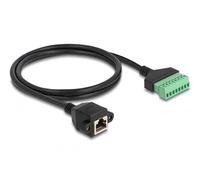 Delock Cable RJ45 Cat.6 Hembra a Adaptador de Bloque de terminales para instalación 1 m 2 Piezas