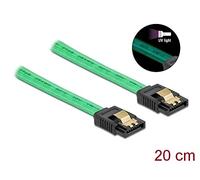 Delock Cable SATA 6 Gb/s UV efecto luminoso verde 20 cm