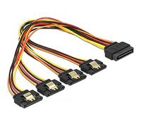 Delock Cable SATA de 15 pines de alimentación macho con función de bloqueo > SATA de 15 pines hembra de alimentación 4 x rectos, 30 cm