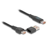 Cable de carga rápida USB 2.0 Delock USB Type-C™ + Conector USB tipo A a conector USB tipo C™ PD 3.1 140 W con indicador de potencia 1,20 m