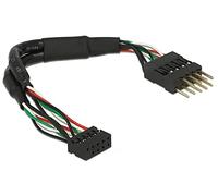 DeLOCK Cable USB 2.0 Hembra de 2,00 mm, 10 Pines, USB 2.0, Conector de Poste de 2,54 mm, 10 Pines, 12 cm