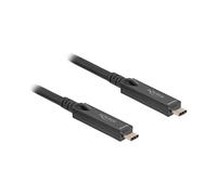 DeLOCK Cable USB-C Activo Óptico 8K 84258, 15 m, Video 8K 120 Hz + Datos 10 Gbit/s + Carga PD 60 W, Negro