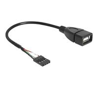 Delock Cable USB USB 2.0 post macho de 4 pines, USB-A hembra 20.00cm negro Certificado UL, 1 pieza