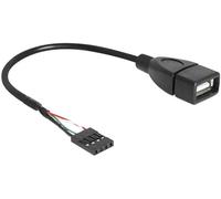 Delock Cable USB USB 2.0 post macho de 4 pines, USB-A hembra 20.00cm negro Certificado UL, 1 pieza