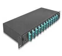 DELOCK 67007 - Caja de empalme de fibra óptica de 19'', 12x SC dúplex OM3, 1RU
