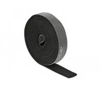 DeLOCK Cinta de gancho y bucle, Rollo de 2 m x 15 mm, Negra, Bridas adherentes para cables