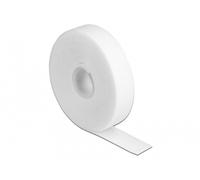 DeLOCK Cinta de Gancho y Bucle en Rollo, 3 m x 20 mm, Color Blanco, Para Organización de Cables, Referencia Bridas Adherentes
