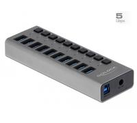 Delock concentrador externo 5 gbps usb con 10 puertos + interruptor
