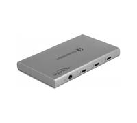 DeLOCK Concentrador Thunderbolt 4 (3 Puertos) con Puerto SuperSpeed USB 10 Gbps Tipo-A - 8K, 40 Gbit/s, USB 3.2 Gen 2, Aluminio Gris, Plug and Play