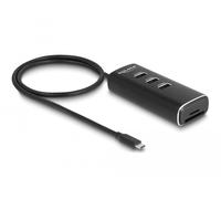 Delock concentrador usb 10 gbps de 3 puertos con lector de tarjetas sd