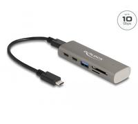 Delock concentrador usb 10 gbps de 3 puertos que incluye lector de tar