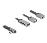 Delock Concentrador USB de 2 puertos que incluye lector de tarjetas SD y Micro SD con conexión USB Type-C.