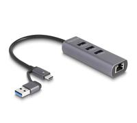 Delock concentrador usb de 3 puertos a 5 gbps + lan gigabit con conect