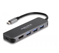 Delock Hub USB de 3 Puertos y Salida HDMI 4K con USB Type-C™.