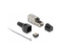DeLOCK Conector RJ45 Macho a LSA con Protección contra Tirones y Cubierta Antipolvo Cat.6A, Sin Herramientas, Negro, Metálico, Zinc, 1 Pieza