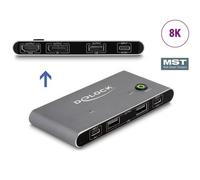 Delock Conmutador KVM USB-C a HDMI y DisplayPort 8K MST con USB 2.0