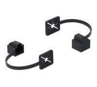 DeLock - Protector Antipolvo para Conectores RJ45 con Clip de fijación, Color Negro