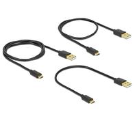 DELOCK Data and Fast Charging Cable USB 2.0 A-Male>Micro-B-Male,3 Pieces Set BLA