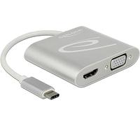 DeLOCK Divisor USB-C 1 x HDMI + 1 x VGA Divisor e interruptores, Plata