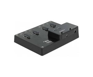 DeLOCK Docking Station M.2 para 4 x SSD NVMe PCIe con Función Clonación, USB 3.2 Gen 2 Type-C, 10 Gbit/s, Negro