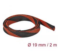 Delock funda trenzada estirable 2 m x 19 mm, color negro-rojo