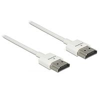 Delock Goobay - Cable HDMI de alta velocidad con Ethernet (conector HDMI-A macho a HDMI-A, 3D, 4K, fino, 0,25 m), color blanco