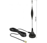 DeLock gsm - Antena SMA (5 dBi, Fija, omnidireccional, con Soporte magnético y Cable de conexión (RG-174, 3 m), Color Negro