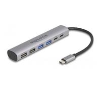 DeLock Concentrador USB 64232 – 6 puertos (4× USB Tipo A, 2× USB Tipo C)