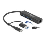 Delock Hub de 3 Puertos USB 3.2 Gen 1 + Gigabit LAN.