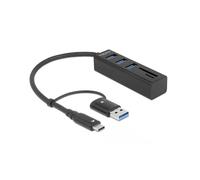 Delock hub de 3 puertos usb 3.2 gen 1 + lector de tarjetas sd y micro