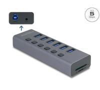 Delock hub externo usb de 5 gbps de 6 puertos con interruptor y ranura
