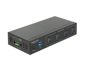 Delock Hub Industrial Externo 4 Puertos USB 3.0 Tipo A con protección ESD de 15 kV.