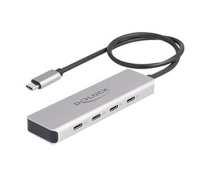 Delock Hub Usb 10 Gbps Usb TypE-C Con 4 X Usb TypE-C Femmina Con Cavo Di Collegamento Da 35 Cm (delock - Hub - 10 Gbps, With 35 Cm Con)