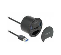 DeLOCK Hub USB 2 Puertos con Lector de Tarjetas SD y Micro, 2x SuperSpeed USB Tipo A, Negro, con LED