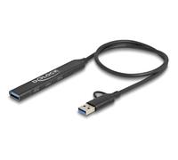 Delock Hub USB 4 Puertos Slim, USB C/A, 5 Gbps, Metal, Compacto